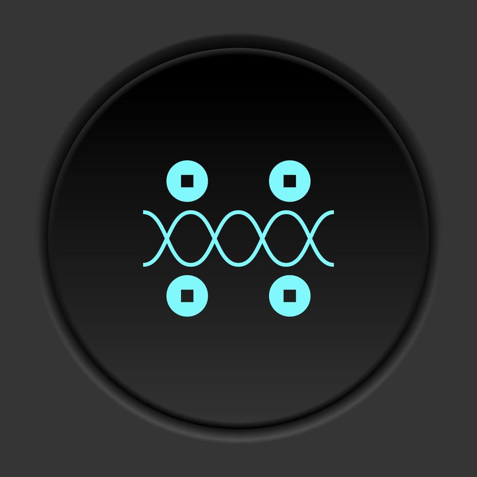 Round button icon, Genes, genetics. Button banner round, badge interface for application illustration on dark background vector