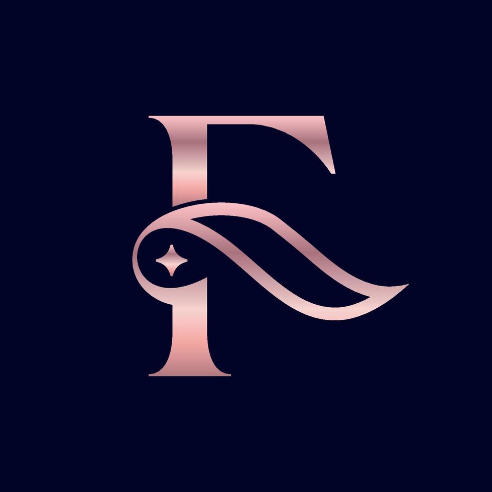 logotipo de belleza cosmética marca letra f vector