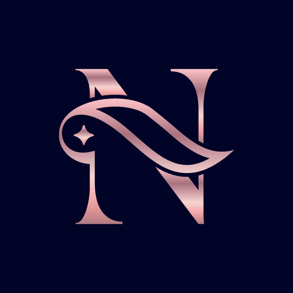 cosmetic beauty logo brand letter N vector
