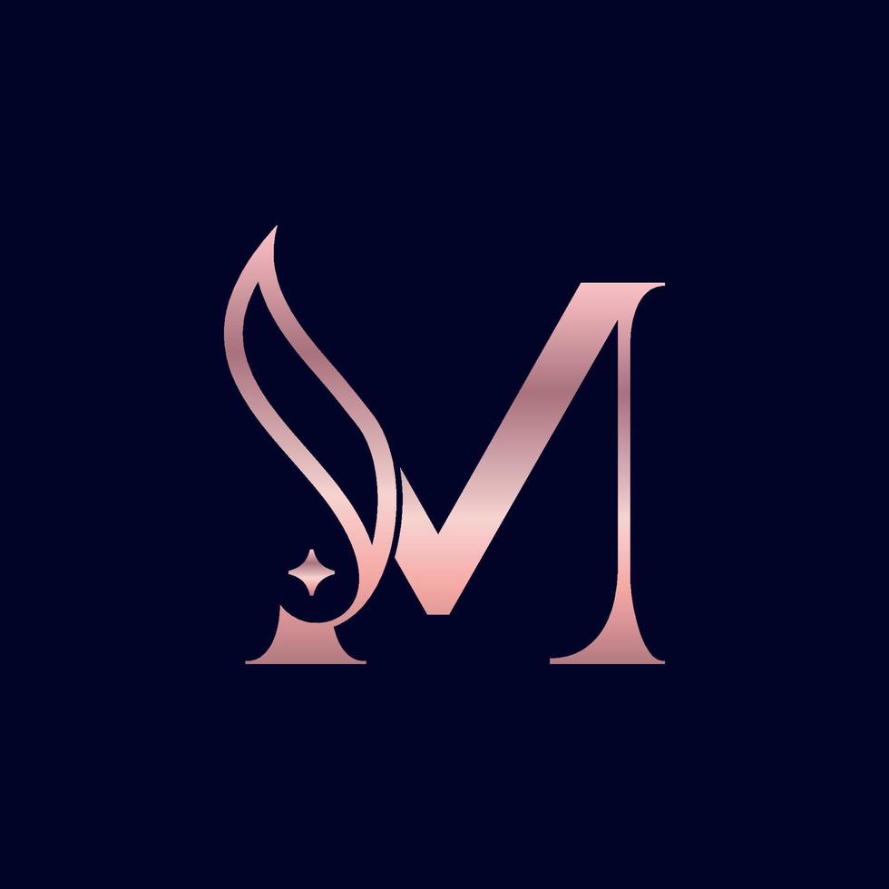 logotipo de belleza cosmética marca letra m vector