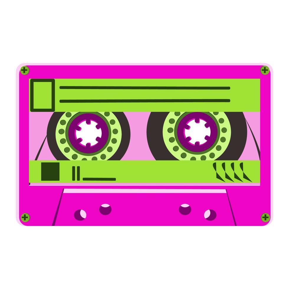 Retro audiocassette tape in flat technique vector