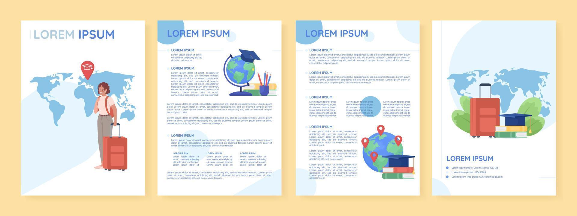 Move to study abroad flat vector brochure template