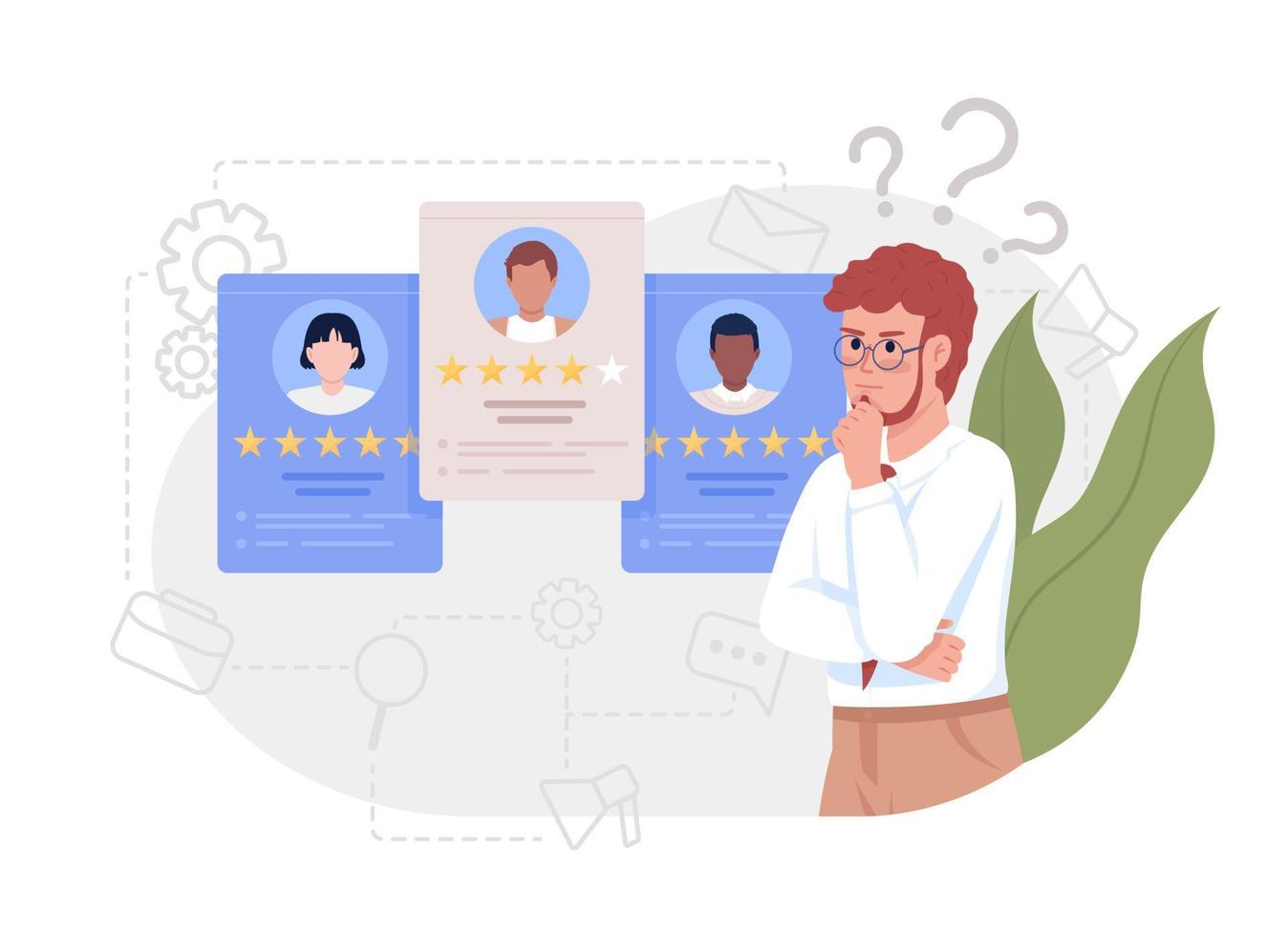 Evaluating candidates flat concept vector illustration