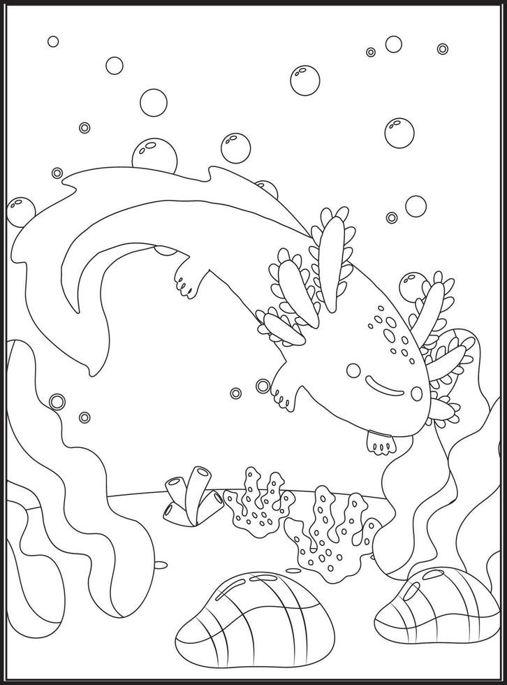 Axolotl Coloring Pages for kids vector