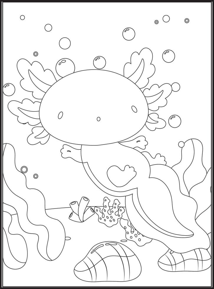 Axolotl Coloring Pages for kids vector