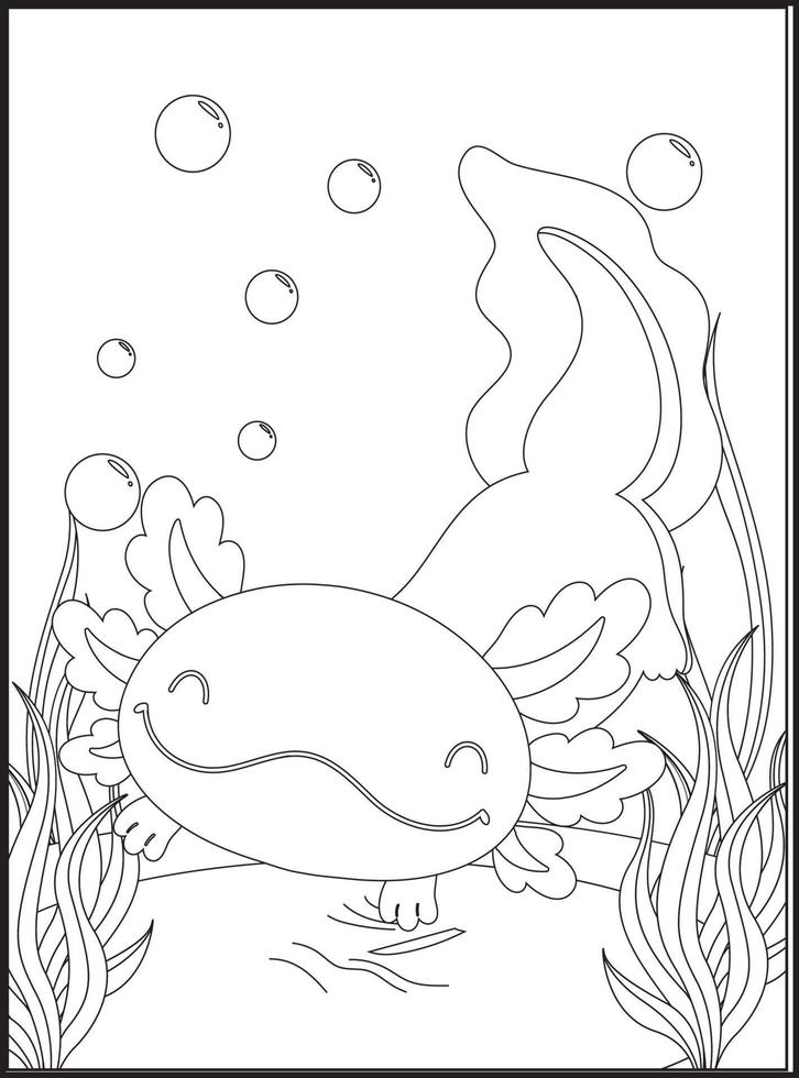 Axolotl Coloring Pages for kids vector