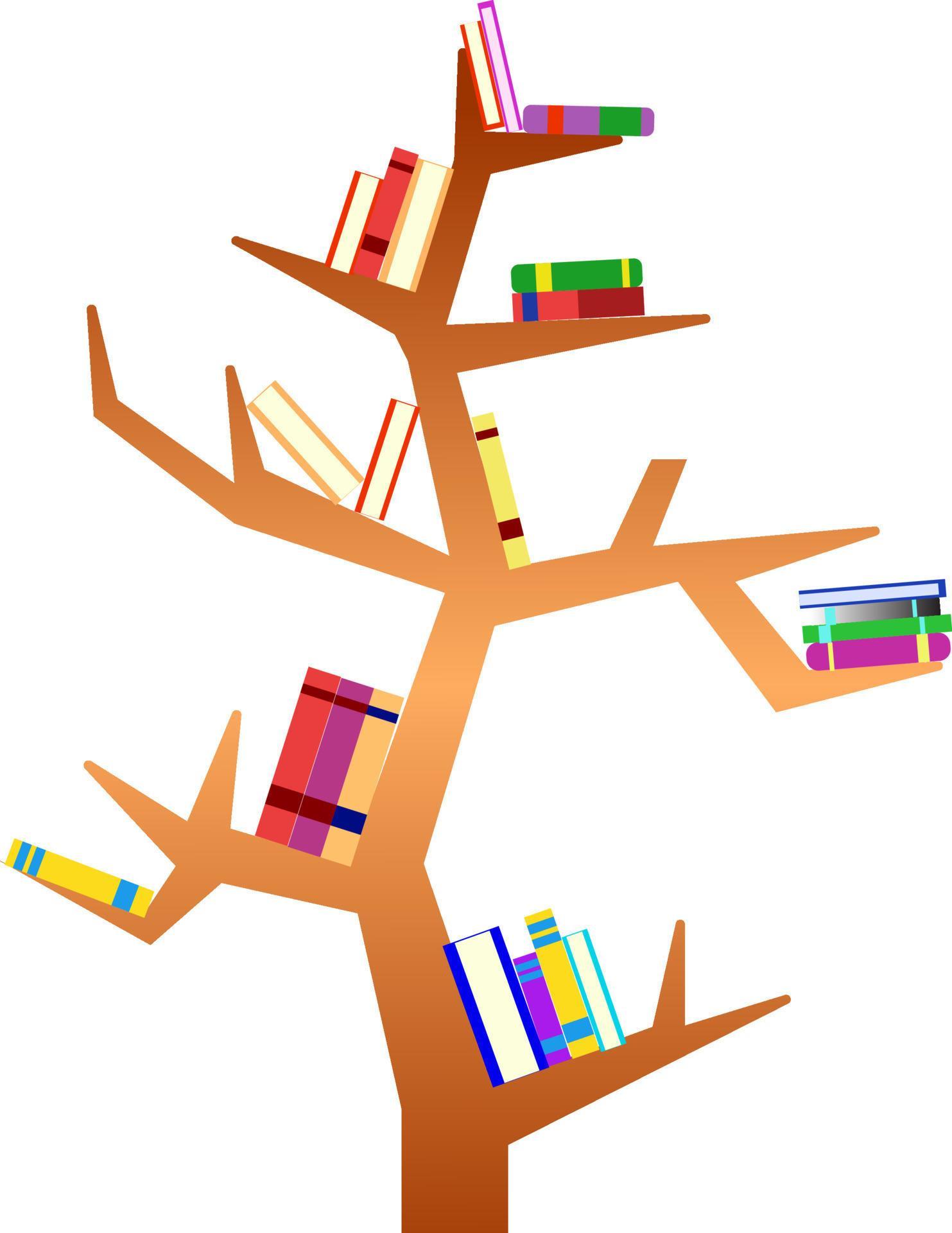Bookshelf in tree form minimalist design, tree bookshelf vector
