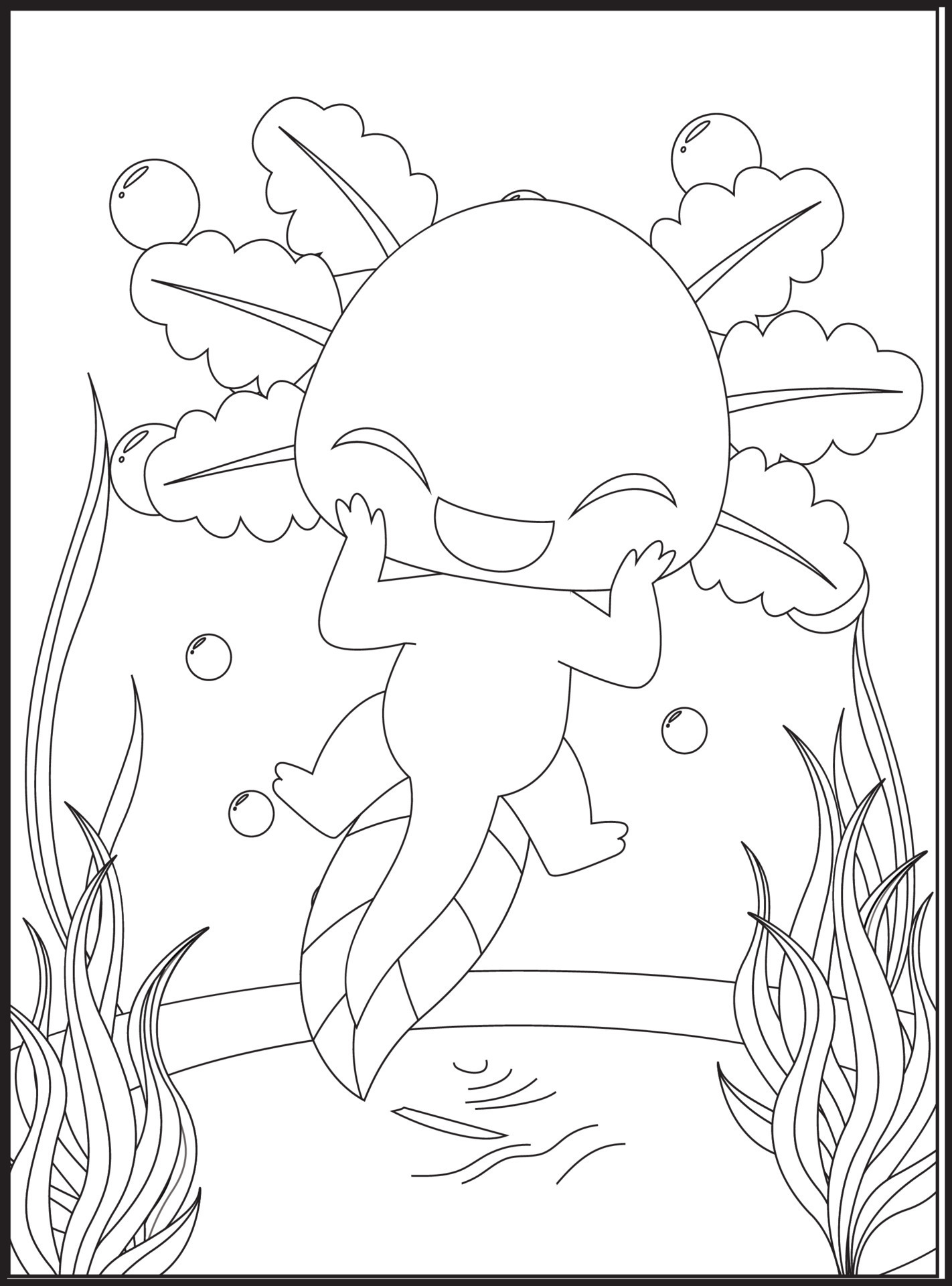 Axolotl Coloring Pages for kids 17264360 Vector Art at Vecteezy