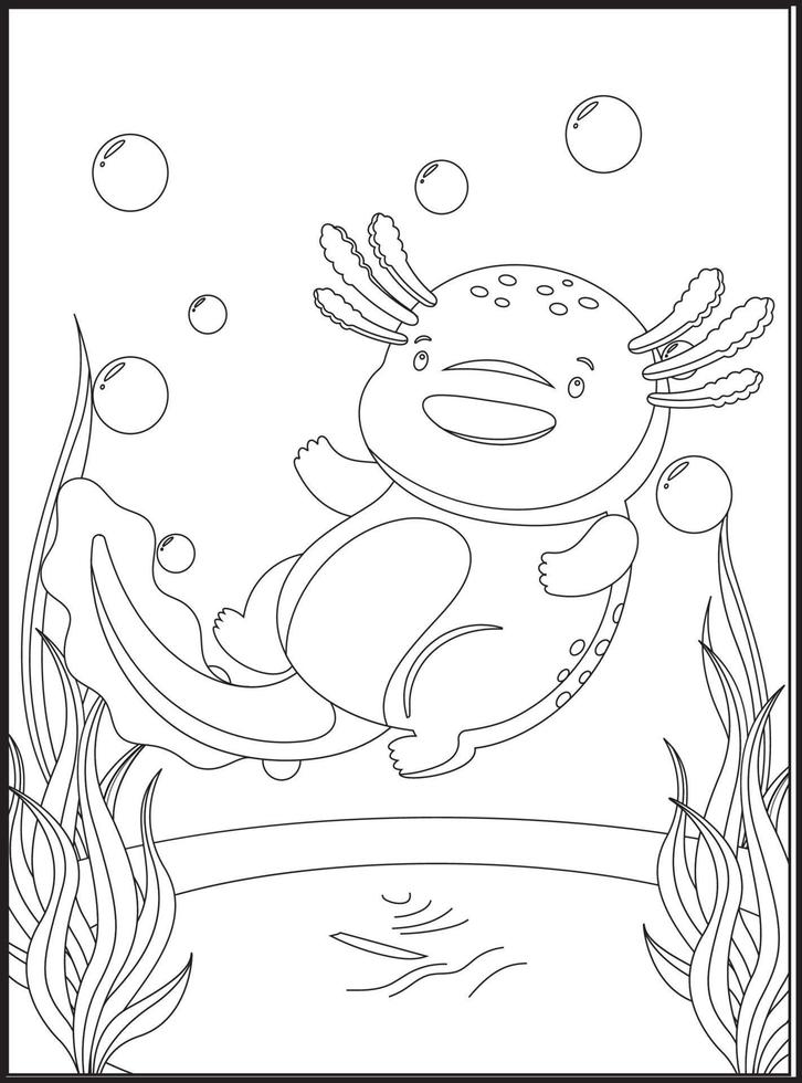 Axolotl Coloring Pages for kids vector