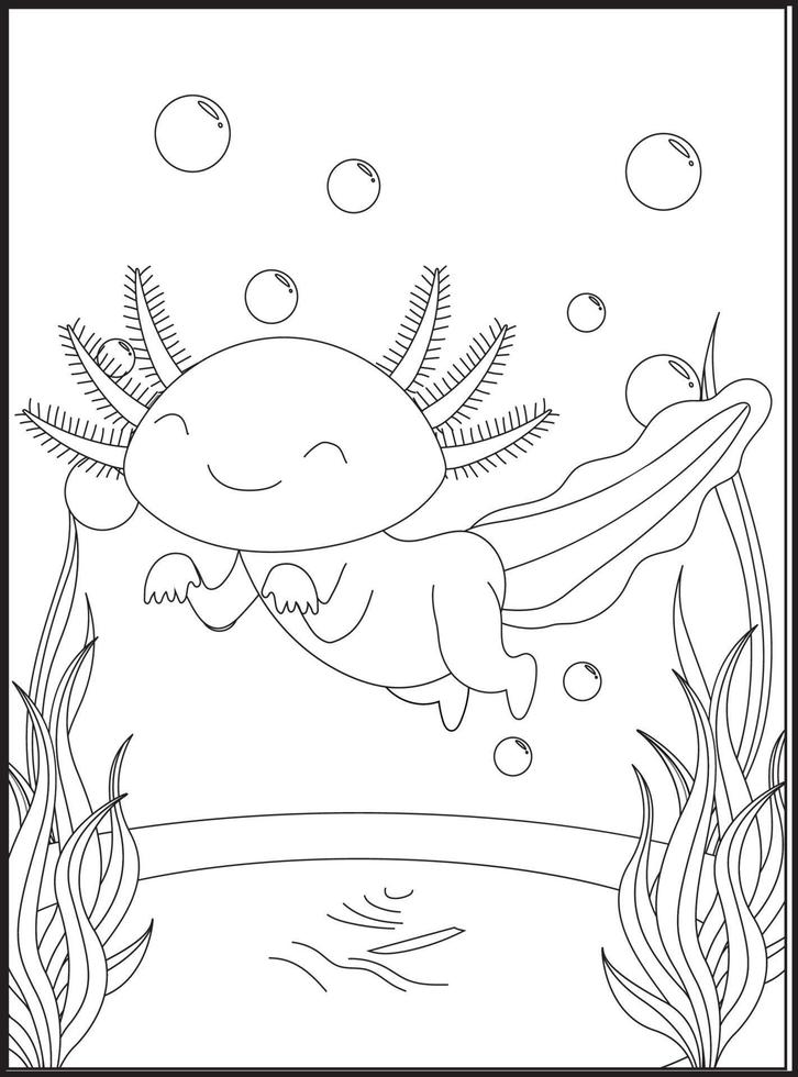 Axolotl Coloring Pages for kids vector