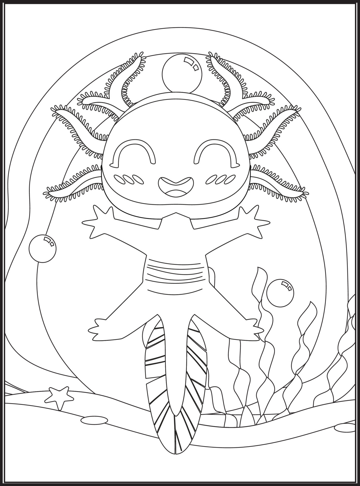 Axolotl Coloring Pages for kids 17264388 Vector Art at Vecteezy