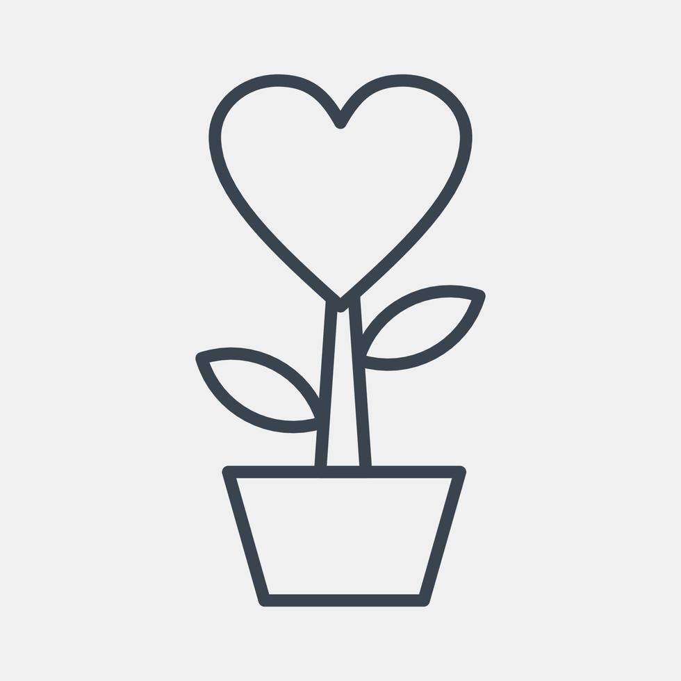 Icon heart shaped plant. Valentine day celebration elements. Icons in line style. Good for prints, posters, logo, party decoration, greeting card, etc. vector