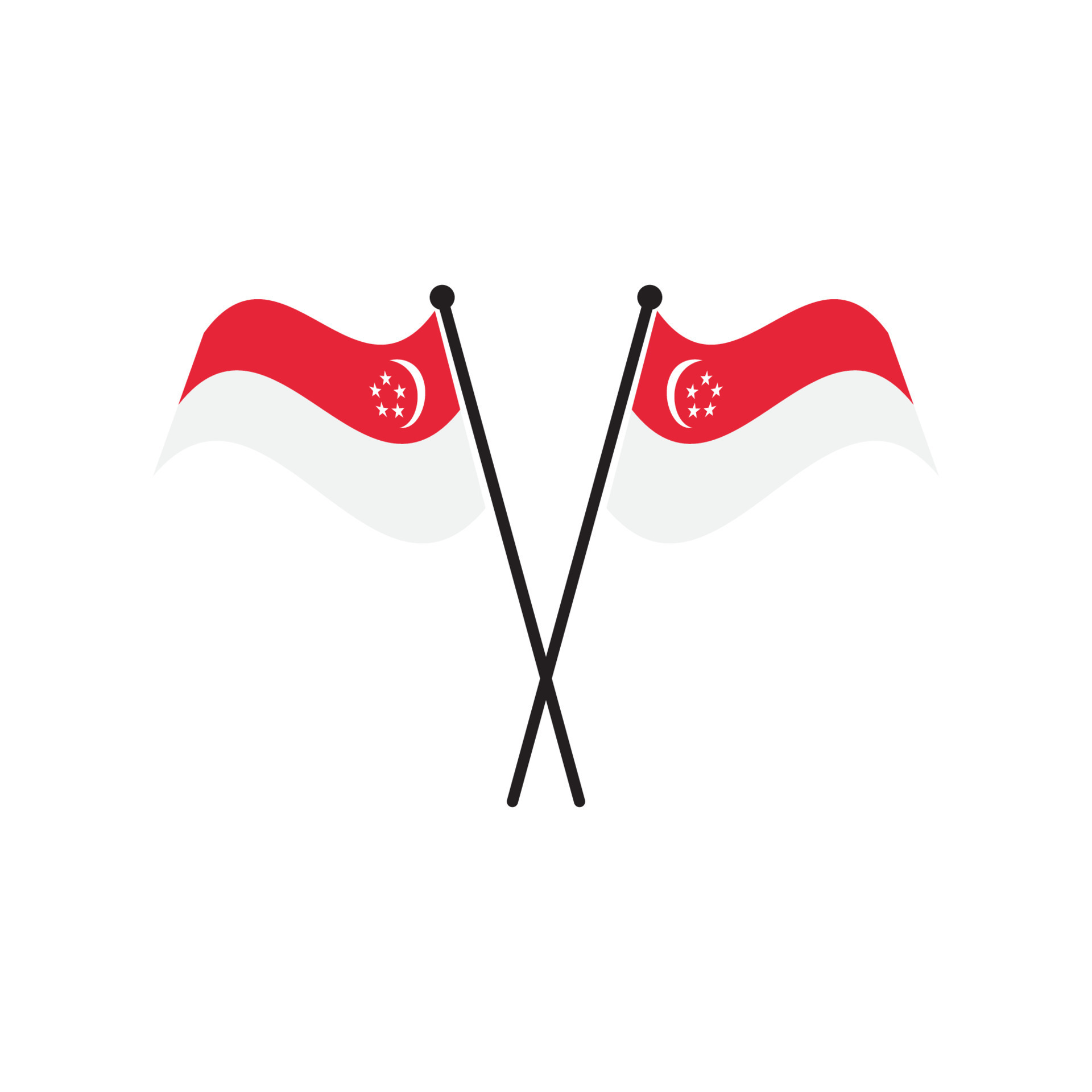 icono de la bandera de la república de singapur, diseño del logotipo de
