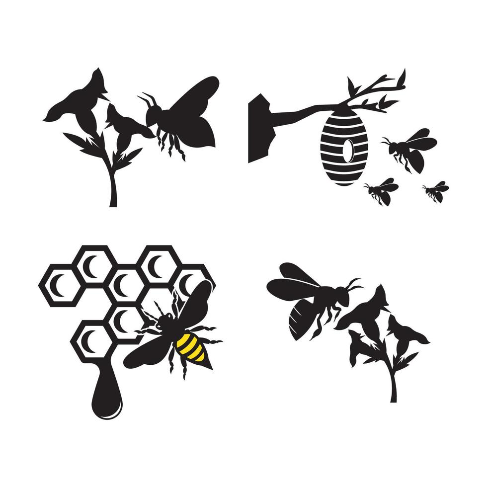 logotipo de abeja o panal, vector de diseño de ilustración de icono