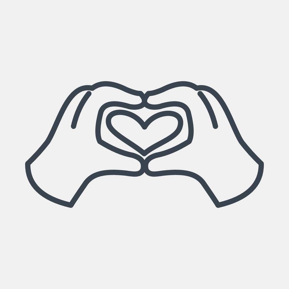 Icon heart shaped hand. Valentine day celebration elements. Icons in line style. Good for prints, posters, logo, party decoration, greeting card, etc. vector