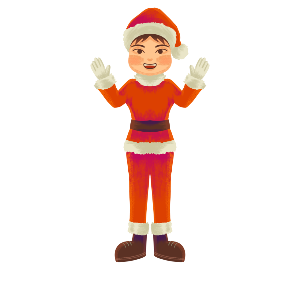 boy character wearing santa claus clothes png