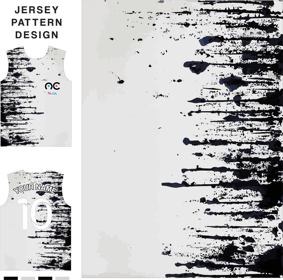 flujo de tinta abstracto concepto negro y gris plantilla de patrón de jersey vectorial para impresión o sublimación uniformes deportivos fútbol voleibol baloncesto e-sports ciclismo y pesca vector libre