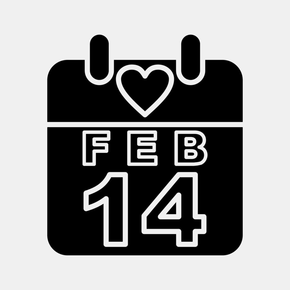 icono del calendario del día de san valentín. elementos de celebración del día de san valentín. iconos en estilo glifo. bueno para impresiones, carteles, logotipos, decoración de fiestas, tarjetas de felicitación, etc. vector