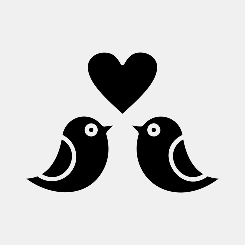 icono amor palomas. elementos de celebración del día de san valentín. iconos en estilo glifo. bueno para impresiones, carteles, logotipos, decoración de fiestas, tarjetas de felicitación, etc. vector