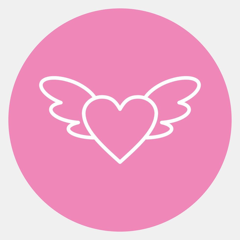 Icon heart with wings. Valentine day celebration elements. Icons in pink style. Good for prints, posters, logo, party decoration, greeting card, etc. vector
