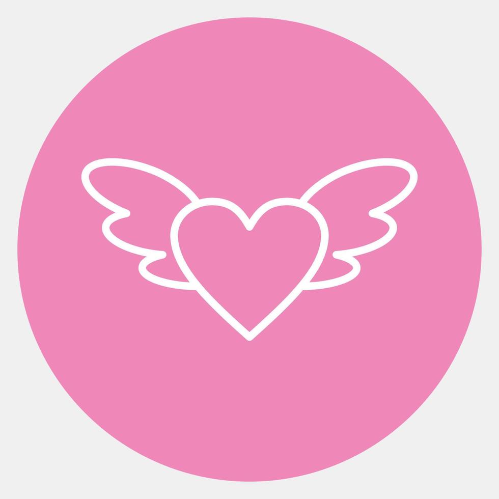 Icon heart with wings. Valentine day celebration elements. Icons in pink style. Good for prints, posters, logo, party decoration, greeting card, etc. vector