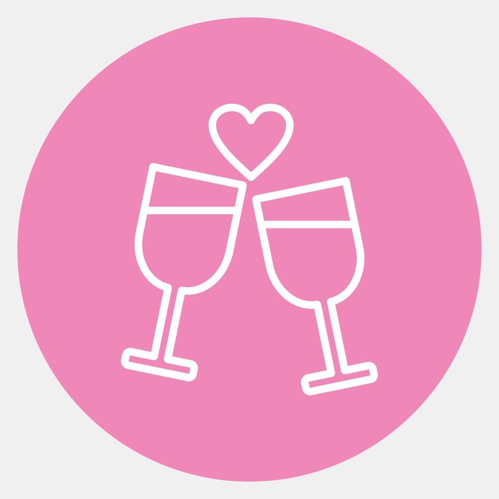 Icon romantic date. Valentine day celebration elements. Icons in pink style. Good for prints, posters, logo, party decoration, greeting card, etc. vector