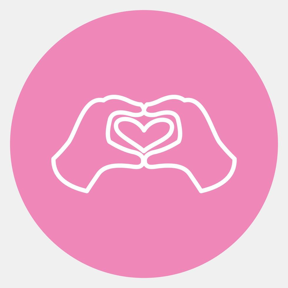 Icon heart shaped hand. Valentine day celebration elements. Icons in pink style. Good for prints, posters, logo, party decoration, greeting card, etc. vector