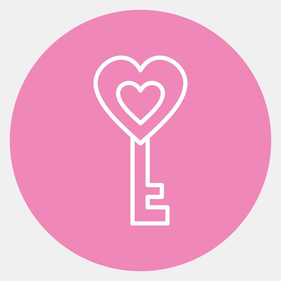 Icon heart shaped key. Valentine day celebration elements. Icons in pink style. Good for prints, posters, logo, party decoration, greeting card, etc. vector