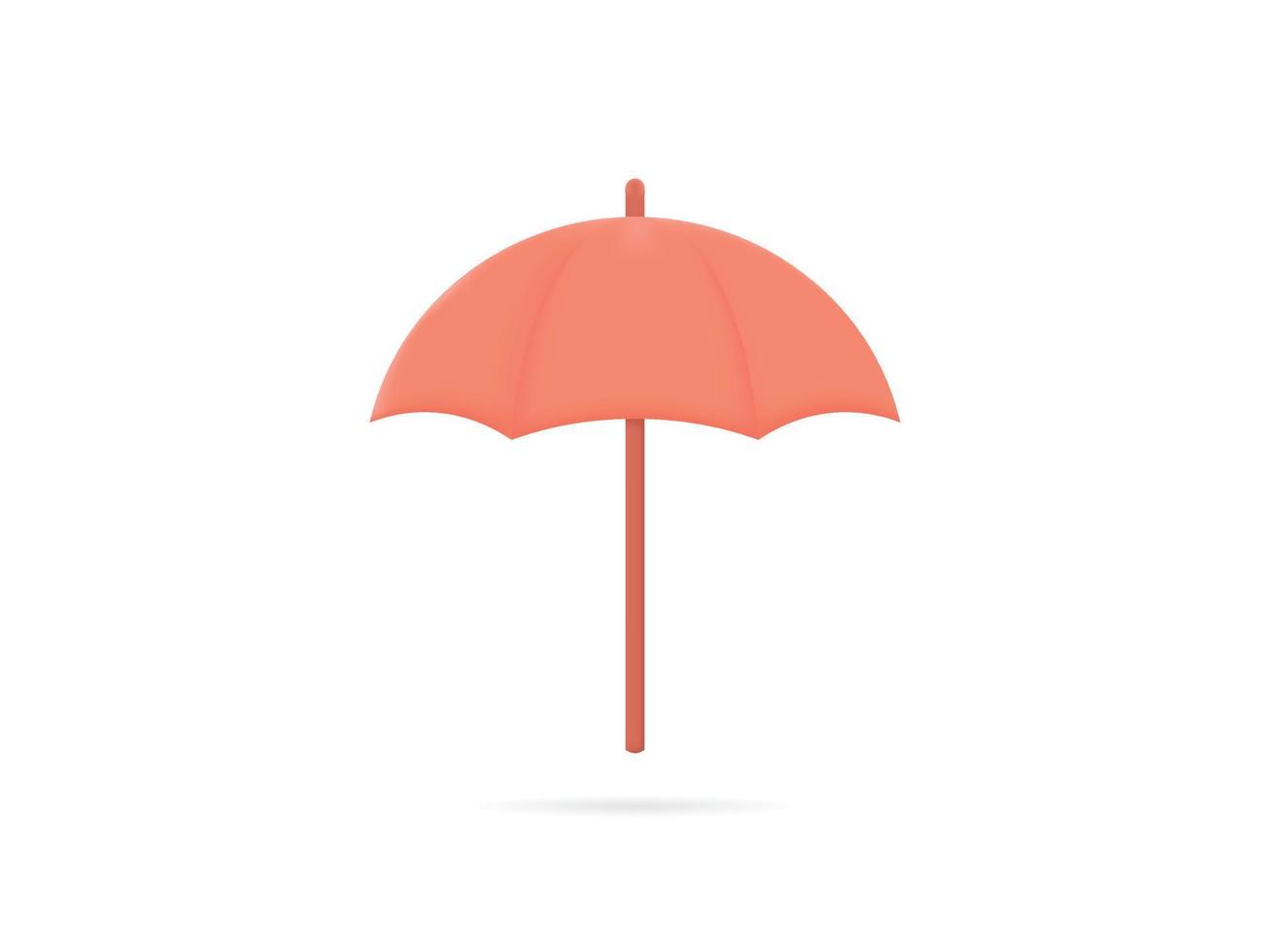 3D vector red umbrella on white background