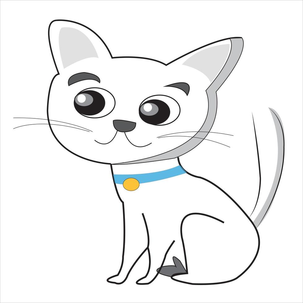 Cute cat cartoon coloring Vector art