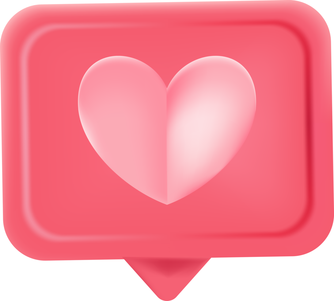 3d illustration photo frame with hearth and love emoji icon, like and play in red bubble icons png