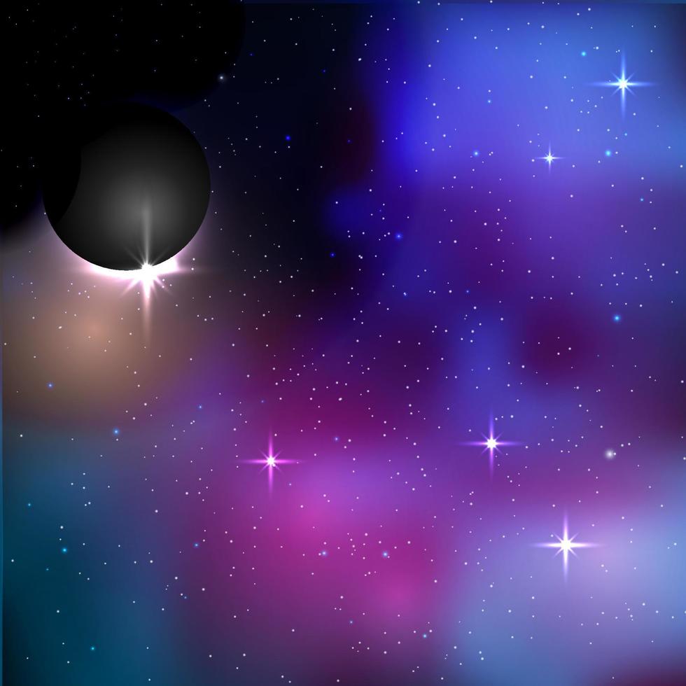 space background with black planet vector