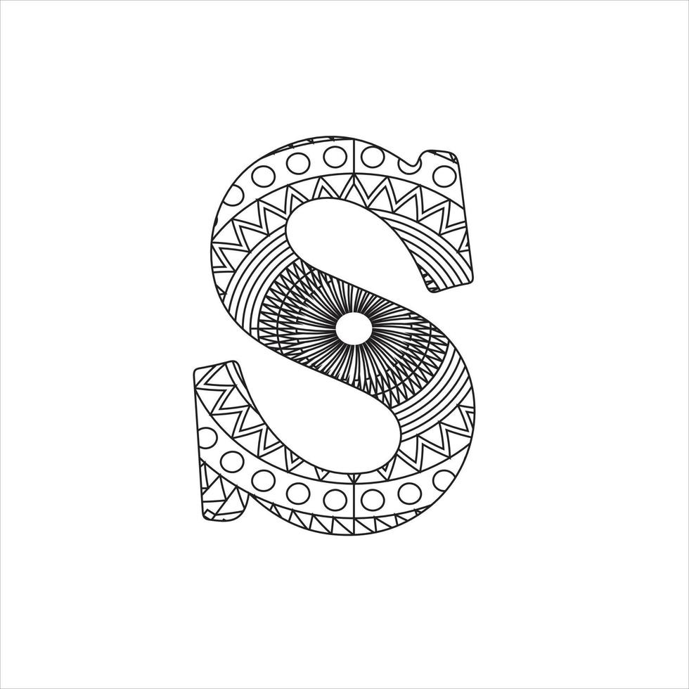 Vector alphabet letter mandala coloring page