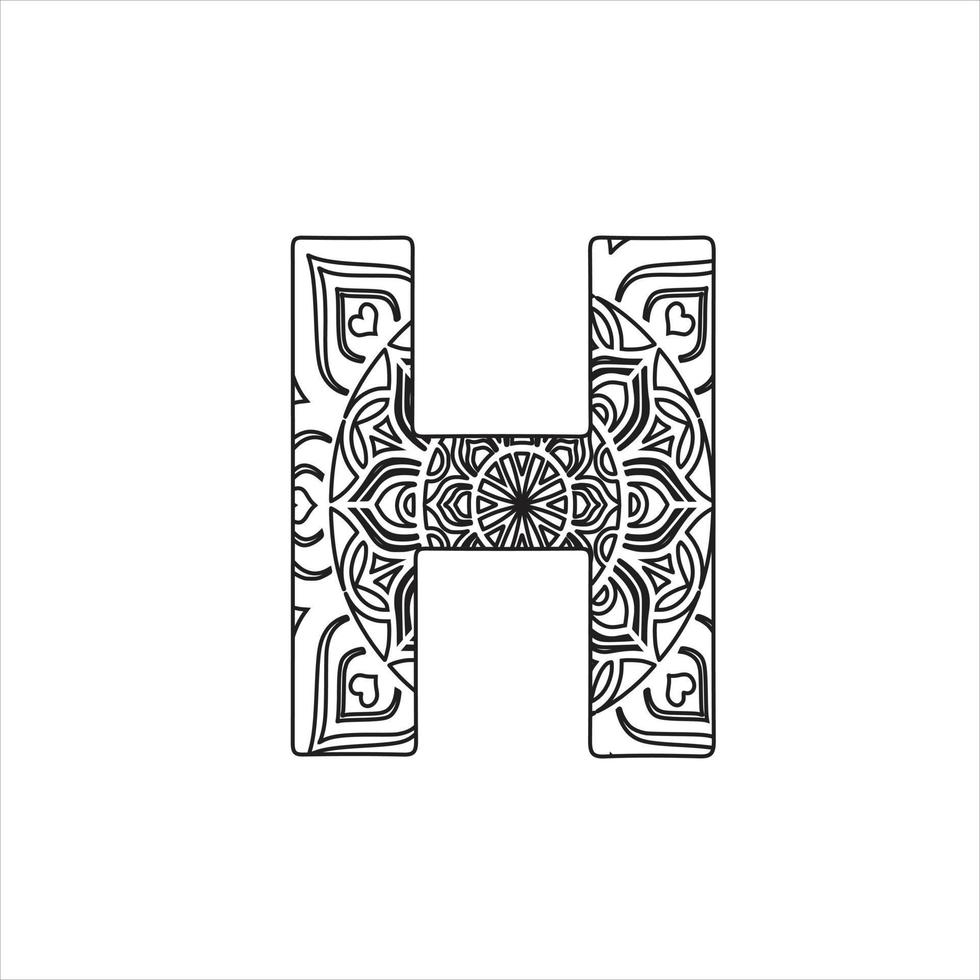 Vector alphabet letter mandala coloring page