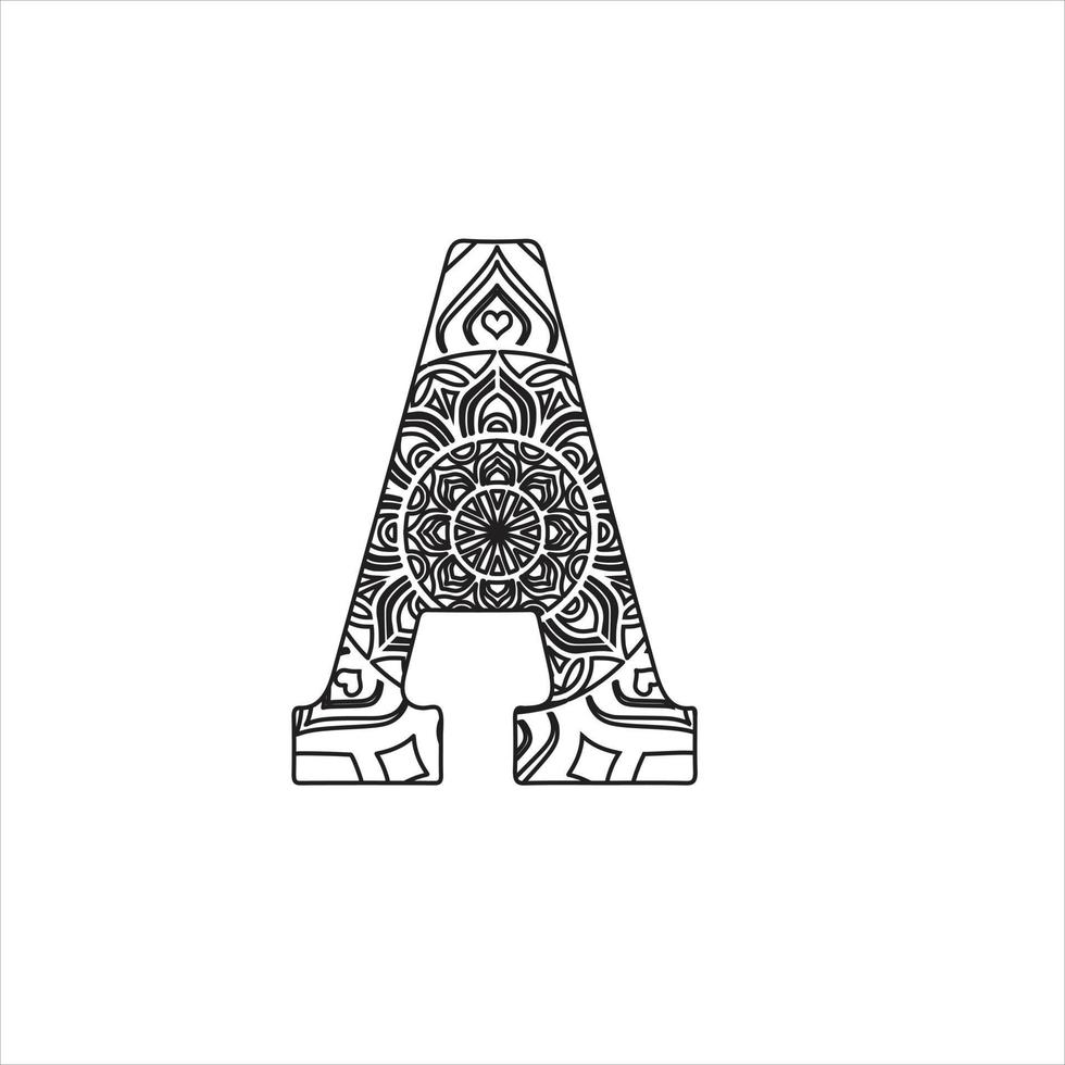 Vector alphabet letter mandala coloring page