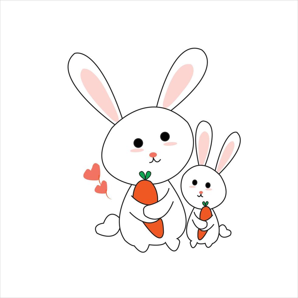 Cute vector bunny outline illustration art