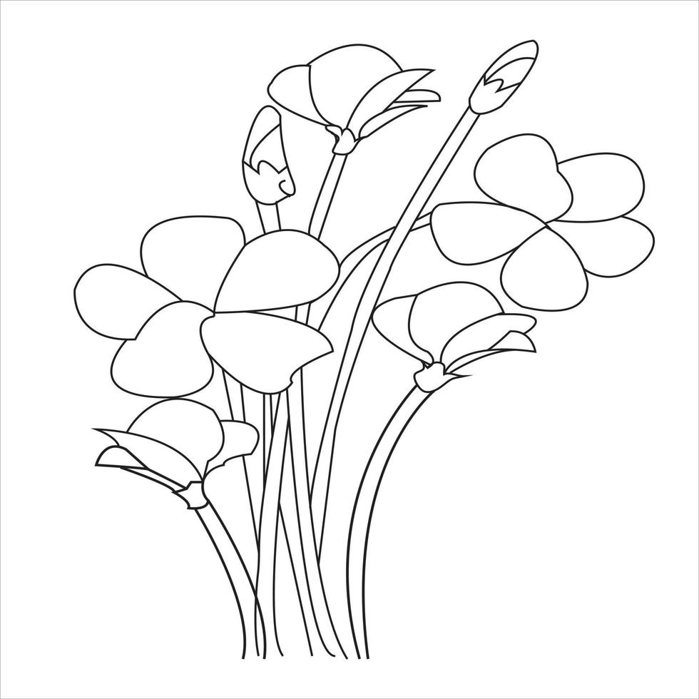 pagina para colorear de flores sencillas 17264868 Vector en Vecteezy
