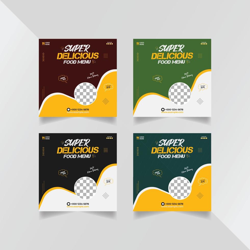 Super delicious food menu social media post template design vector