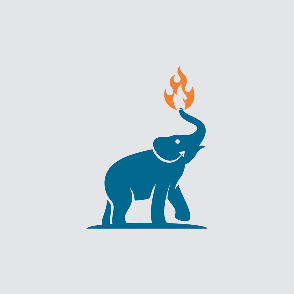 Elephant fire flame jumping Logo vector Icon Illustration