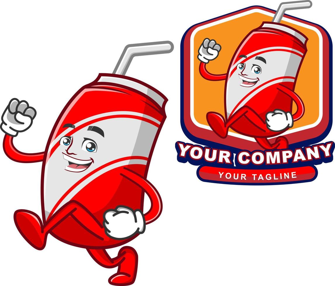 softdrink cartoon mascot logo template vector