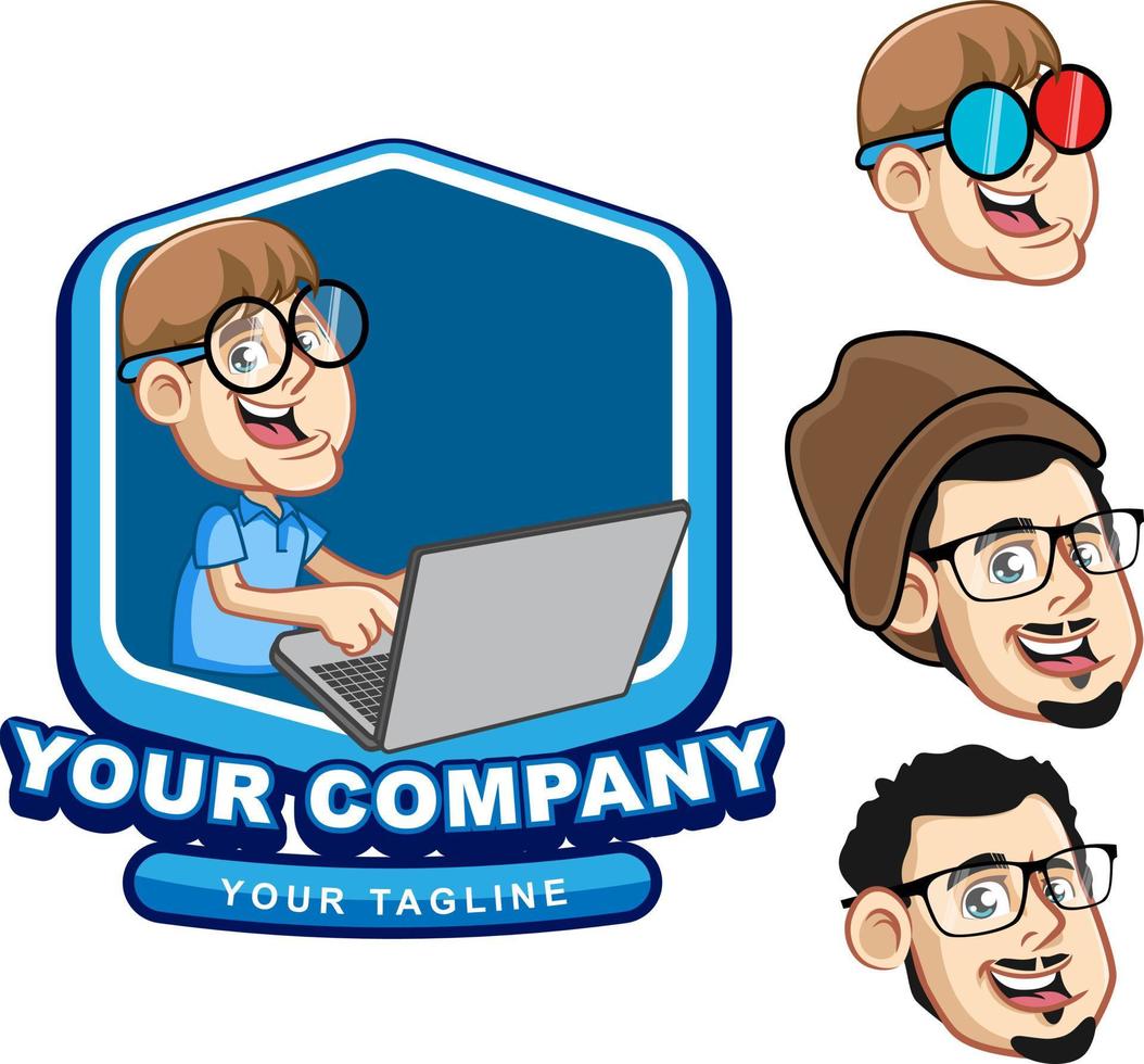 Programer mascot logo template vector