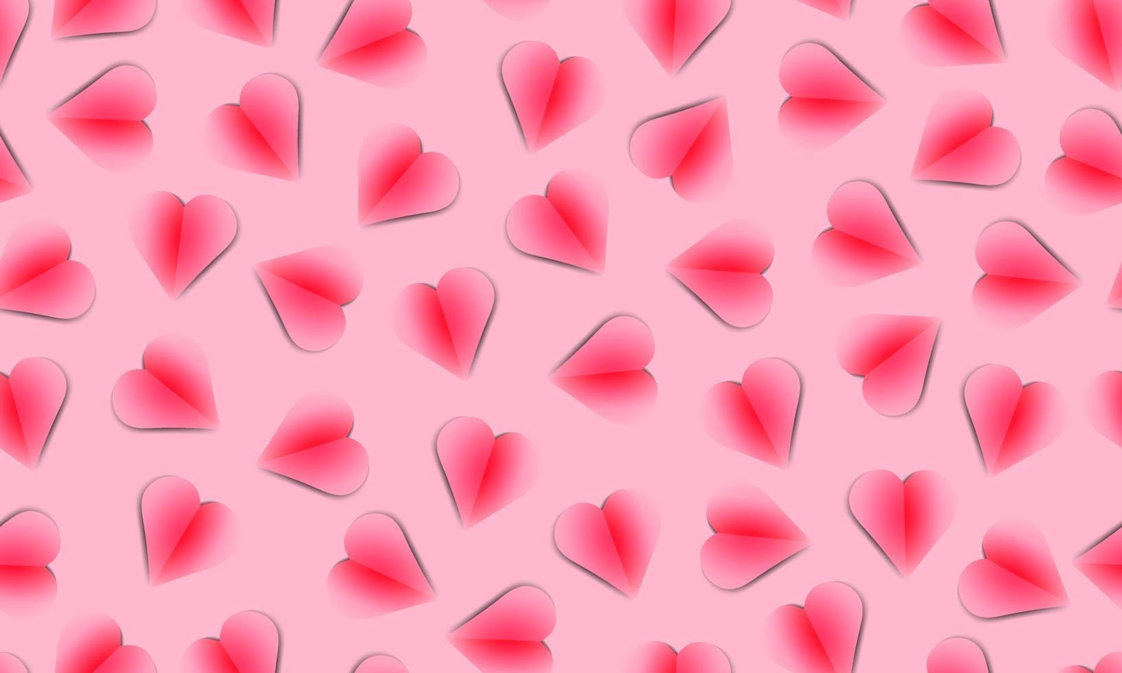 Paper origami Valentine's day rose pink hearts seamless pattern vector