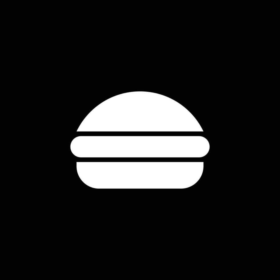 eps10 vector blanco hamburguesa de pollo hamburguesa icono de arte sólido abstracto o logotipo aislado en fondo negro. símbolo de comida rápida en un estilo moderno y sencillo para el diseño de su sitio web y aplicación móvil