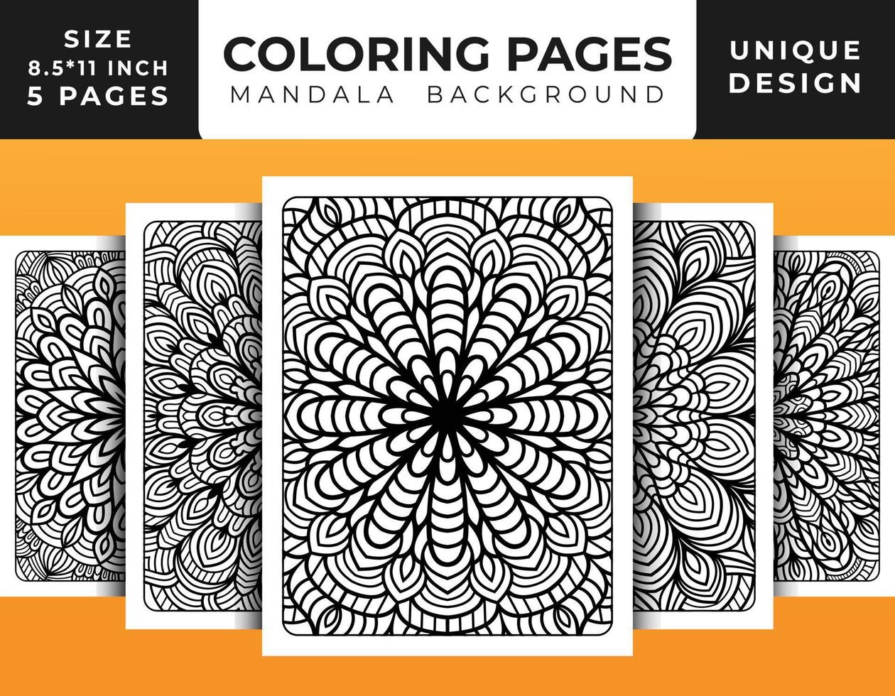 Mandala floral pattern coloring page for adults relaxation, Coloring pages mandala background, Black and white mandala coloring pages, mandala hand drawn outlined line art pattern pro vector