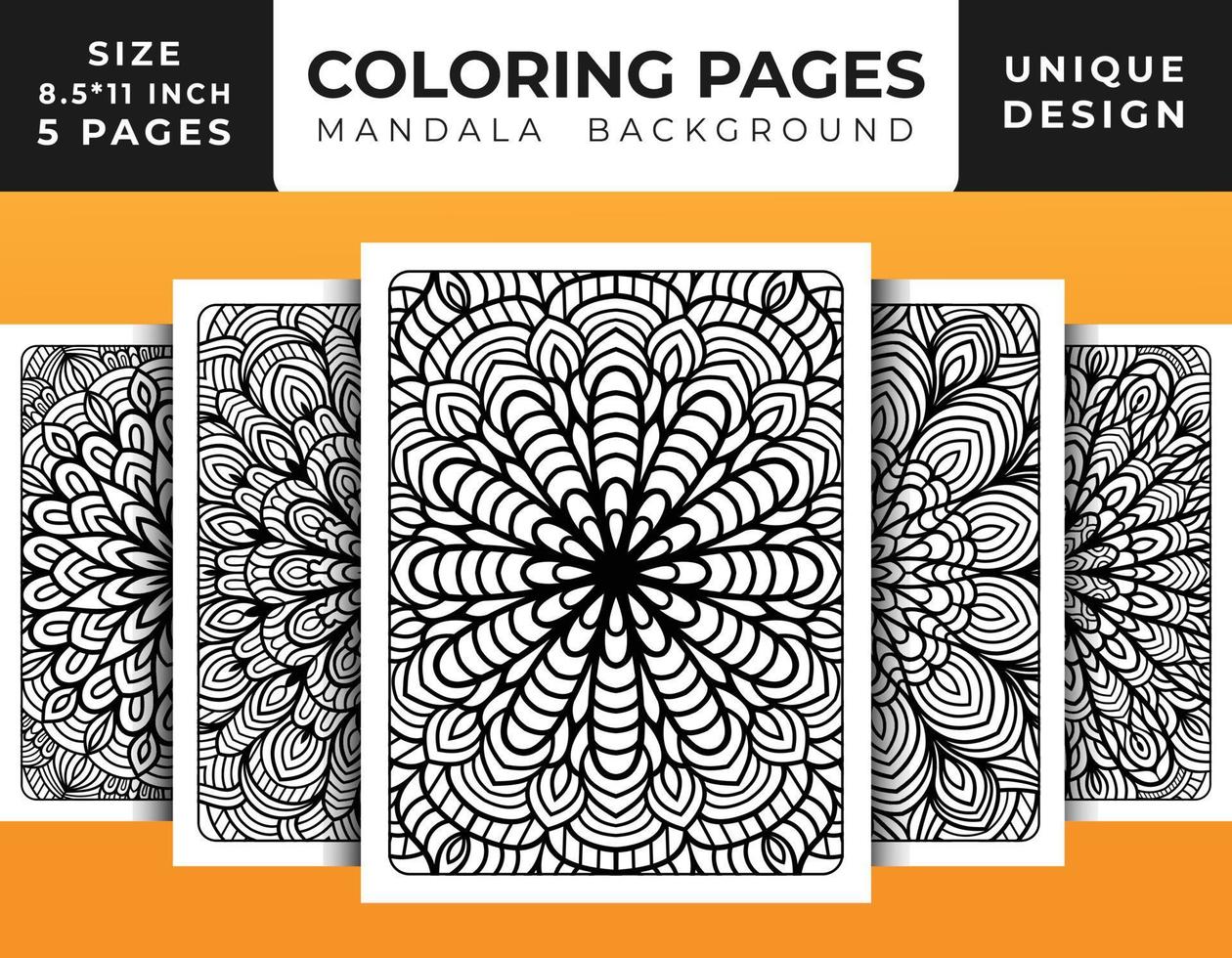 patrón floral de mandala página para colorear para adultos relajación, páginas para colorear fondo de mandala, páginas para colorear de mandala en blanco y negro, patrón de arte de línea dibujado a mano de mandala pro vector