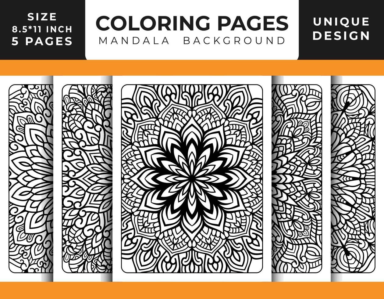 Mandala floral pattern coloring page for adults relaxation, Coloring pages mandala background, Black and white mandala coloring pages, mandala hand drawn outlined line art pattern pro vector