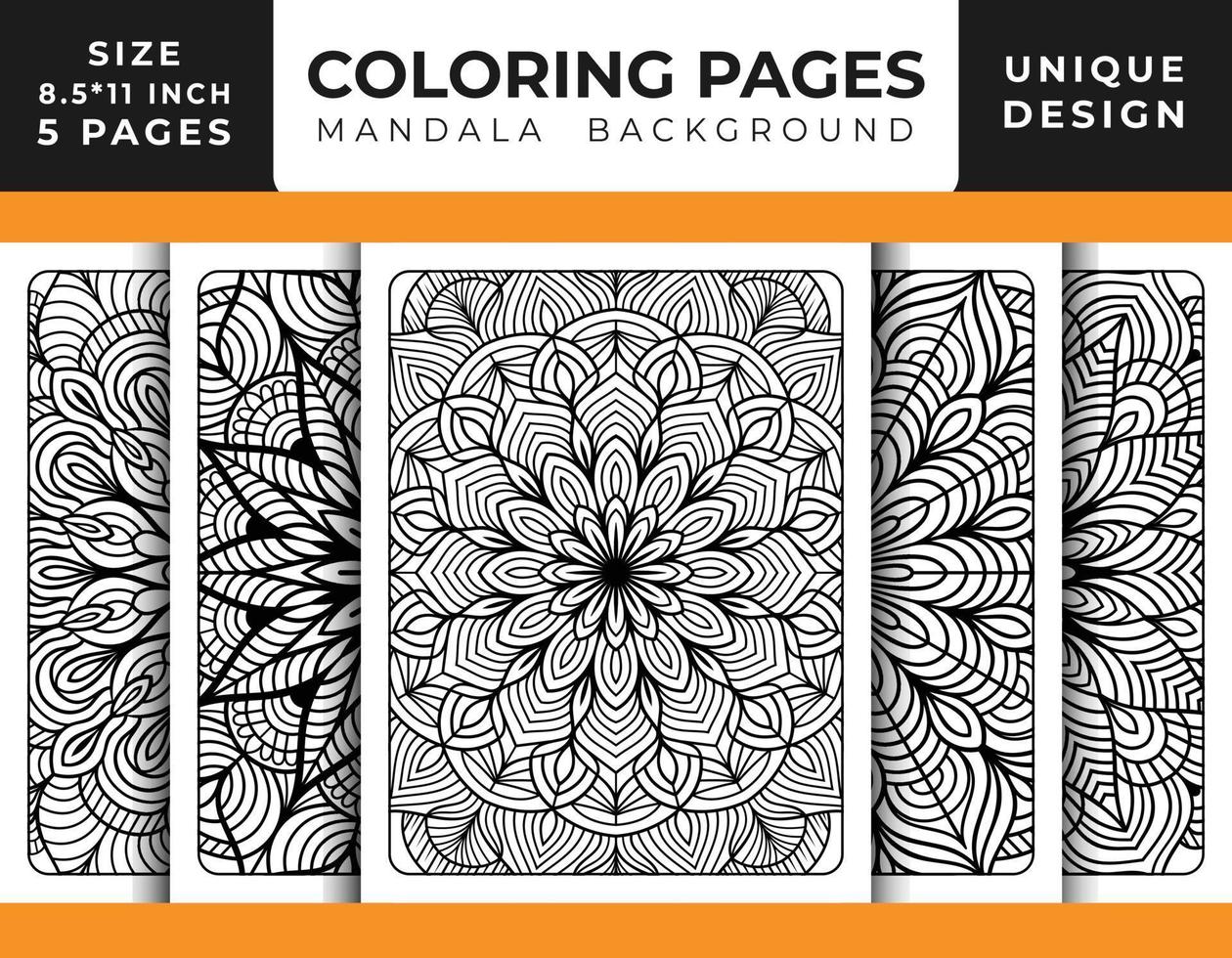 Mandala floral pattern coloring page for adults relaxation, Coloring pages mandala background, Black and white mandala coloring pages, mandala hand drawn outlined line art pattern pro vector