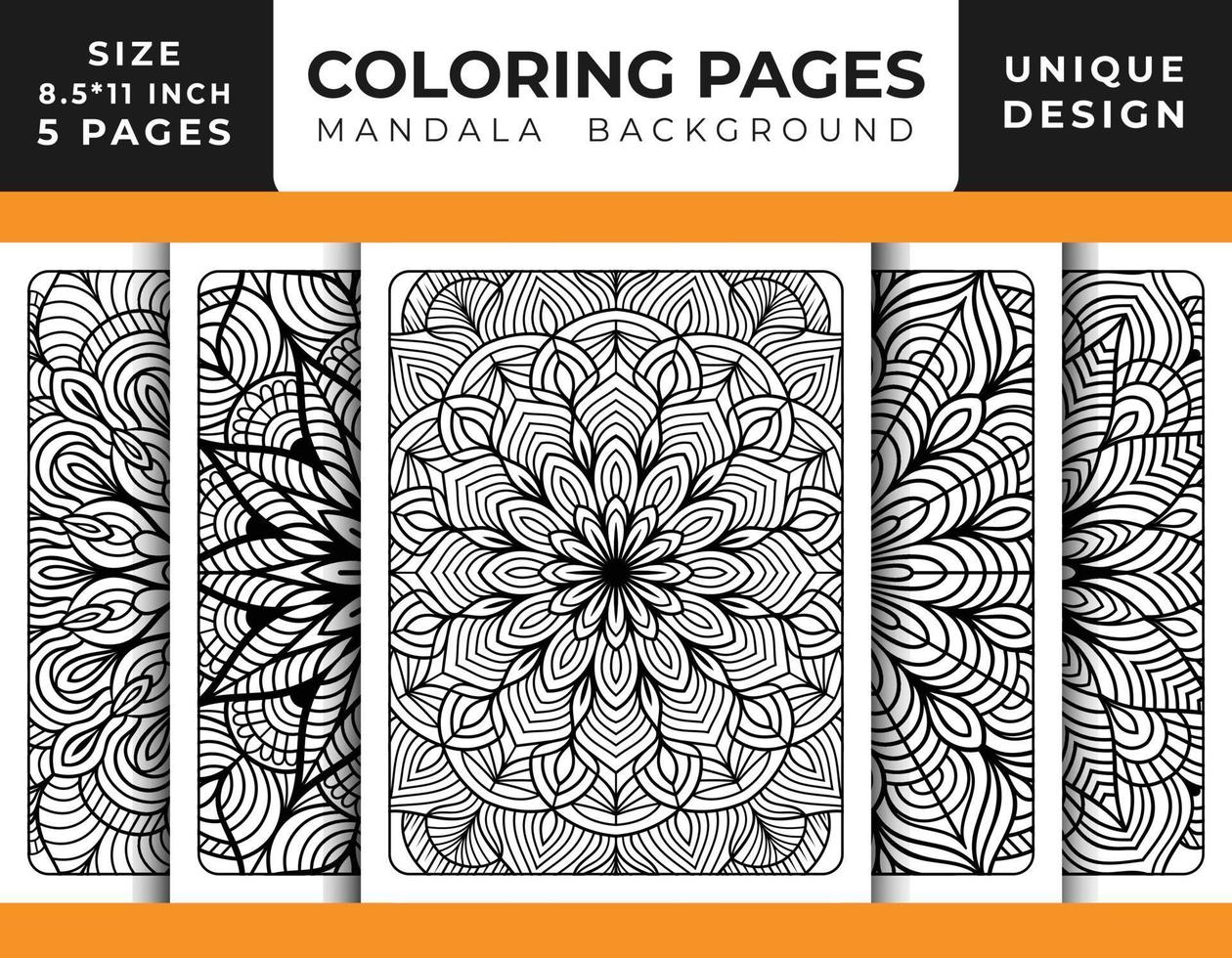 patrón floral de mandala página para colorear para adultos relajación, páginas para colorear fondo de mandala, páginas para colorear de mandala en blanco y negro, patrón de arte de línea dibujado a mano de mandala pro vector