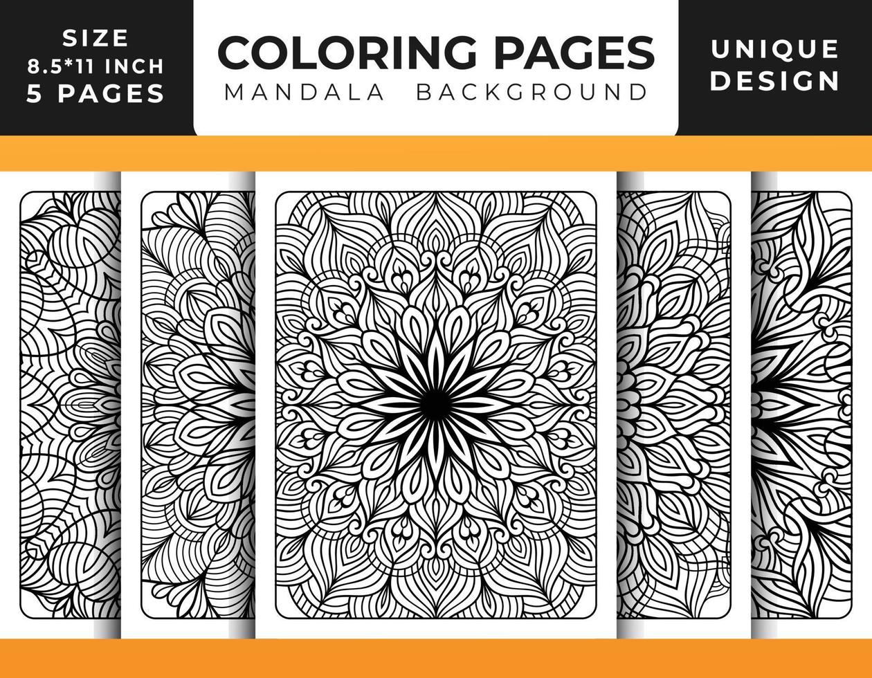 Mandala floral pattern coloring page for adults relaxation, Coloring pages mandala background, Black and white mandala coloring pages, mandala hand drawn outlined line art pattern pro vector