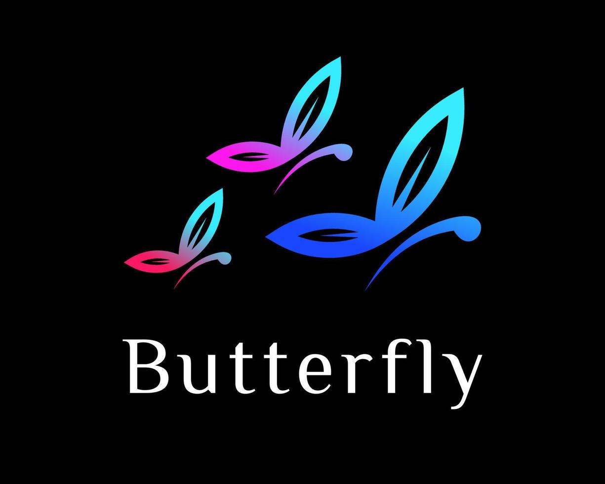 Flock Butterfly Beauty Wing Fly Beautiful Natural Elegant Luxury Bright Colorful Vector Logo Design